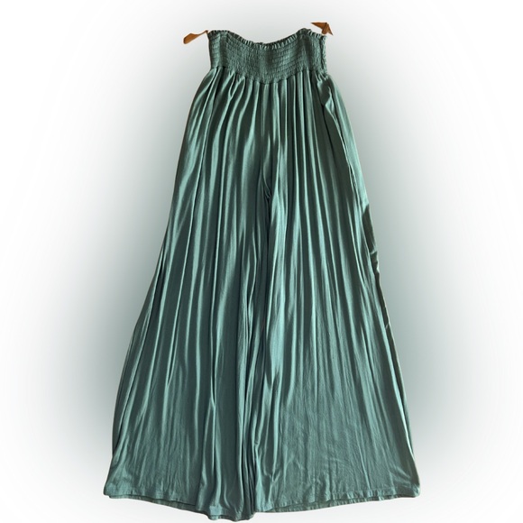 OLIVE NEW WIDE-LEGGED PANTS BAMBOO W/ POCKETS - Picture 2 of 3